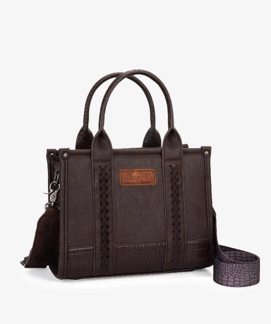 Wrangler Croc Print Concealed Carry Tote/Crossbody Coffee