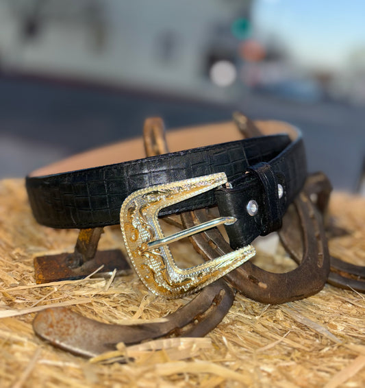 Black Alligator Skin Belt