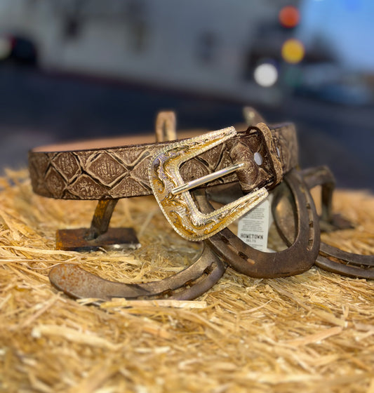 Beige Crocodile Skin Belt