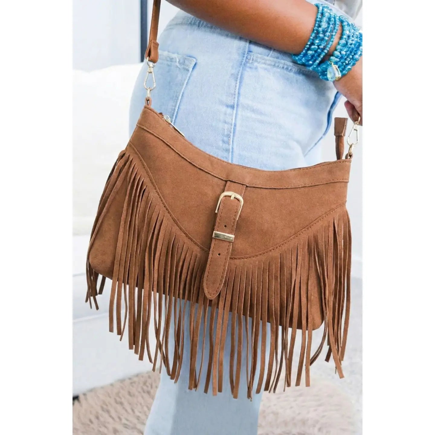 Suede Fringe Crossbody