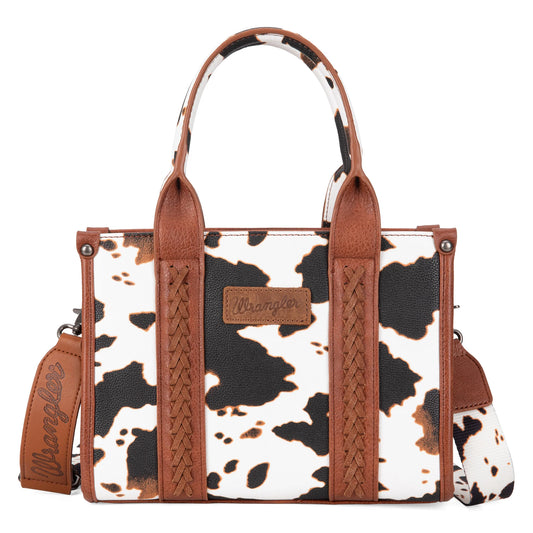 Wrangler Cow Print Concealed Carry Tote/Crossbody Brown