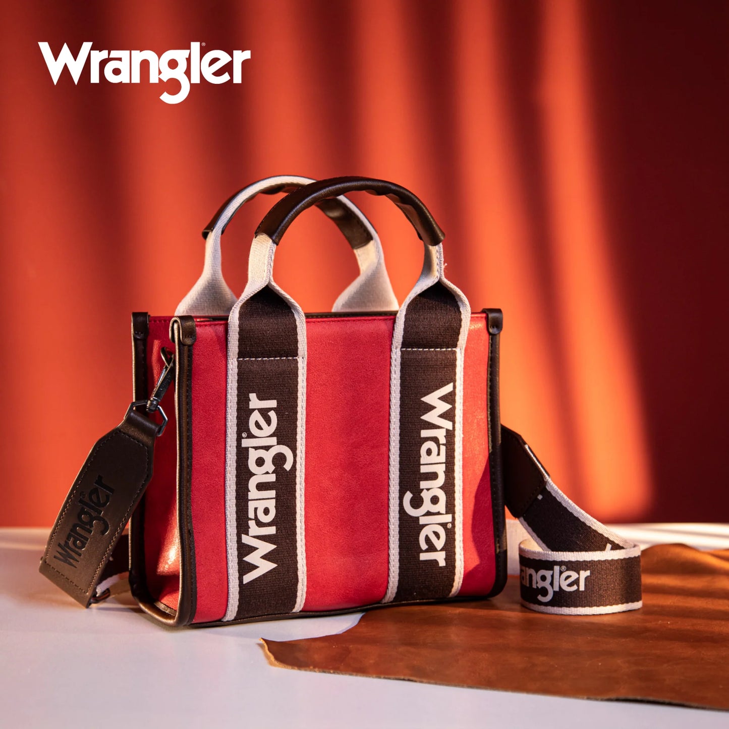 Wrangler Color Block Small Tote/Crossbody Red