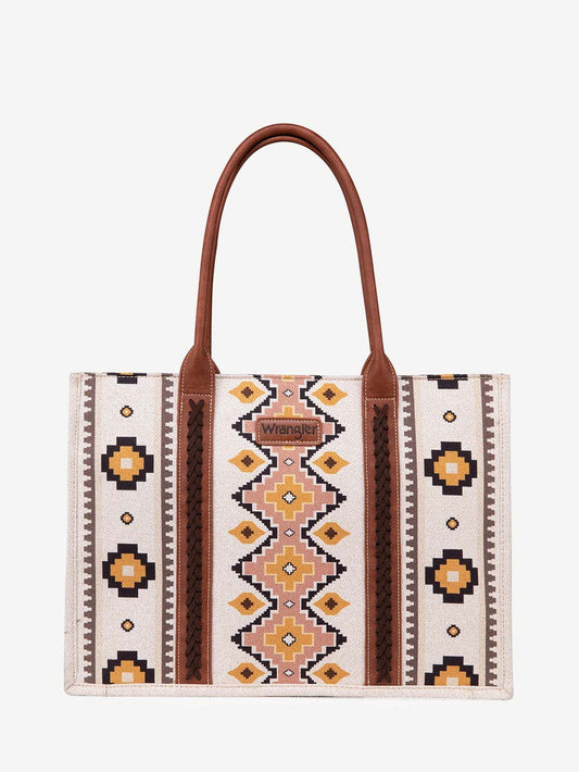 Wrangler Allover Aztec Dual Sided Print Canvas Wide Tote CF