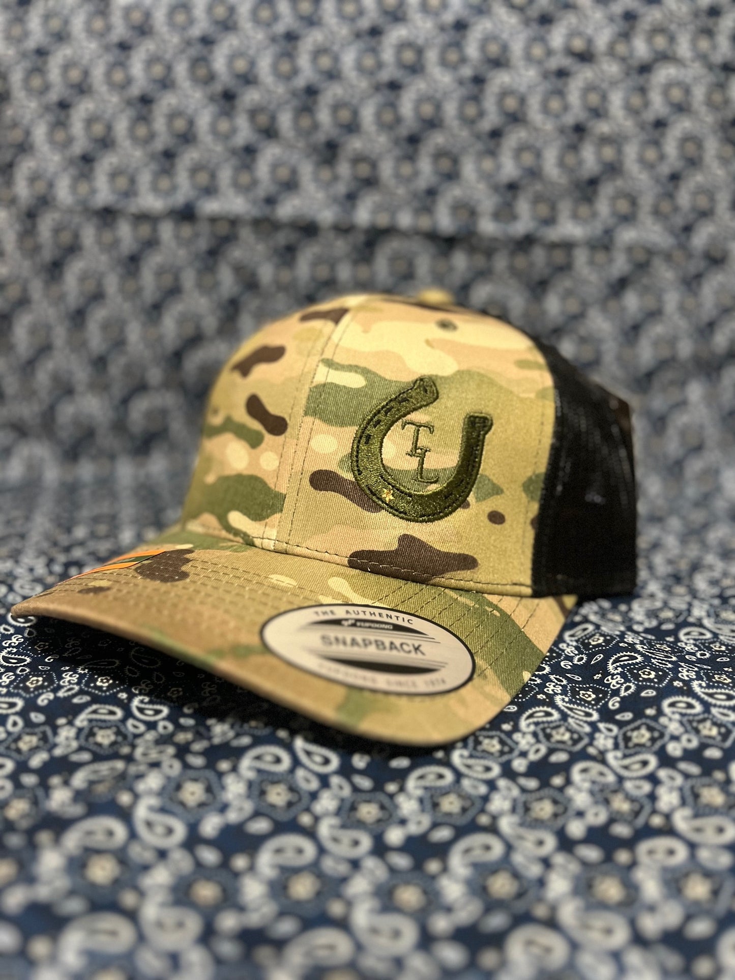 Camo Branded Tilted Luck Snapback